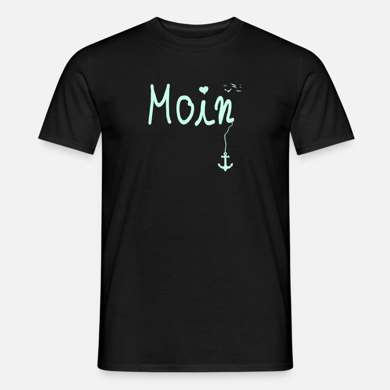 Moin Begrüßung Moin mit Möwe - Männer T-Shirt - Schwarz