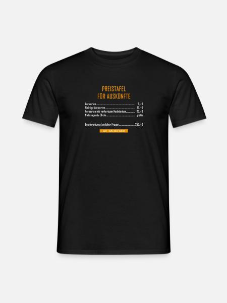 Preistafel für Auskünfte - Männer T-Shirt - Schwarz