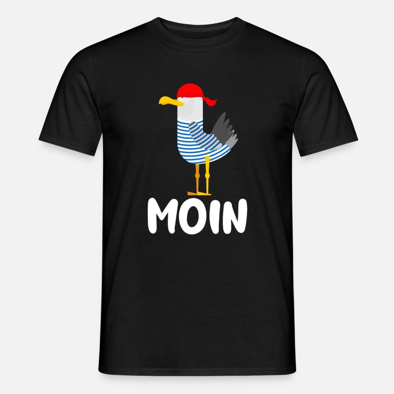 Moin - Lustige Seemans Möwe - Männer T-Shirt - Schwarz