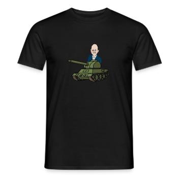 Visage de politicien avec char d’assaut - T-shirt homme - noir - Devant - AI Model Male 178 light (178cm)