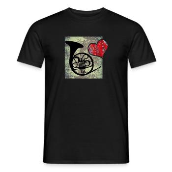 J’adore Horn. Du cor de chasse. Vintage - T-shirt homme - noir - Devant - AI Model Male 178 light (178cm)