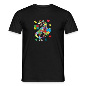 T Rex Dinosaurier-Autismus-Bewusstseins-Puzzleteil - Männer T-Shirt - Schwarz - Vorne - AI Model Male 178 light (178cm)