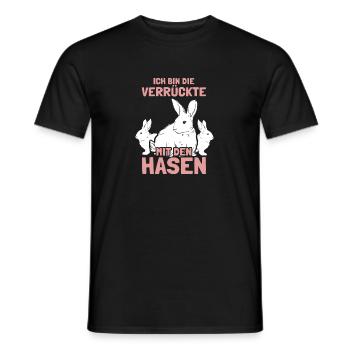 Ich bin die Verrückte mit den Hasen - Männer T-Shirt - Schwarz - Vorne - AI Model Male 178 light (178cm)
