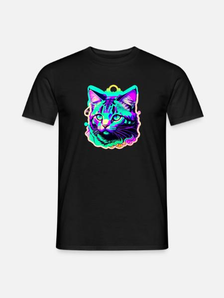 bunte Katze - Männer T-Shirt - Schwarz
