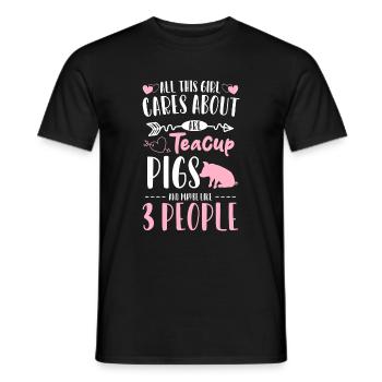 Teacup Schweinchen Ringelschwanz Ferkel Niedlich - Männer T-Shirt - Schwarz - Vorne - AI Model Male 178 light (178cm)