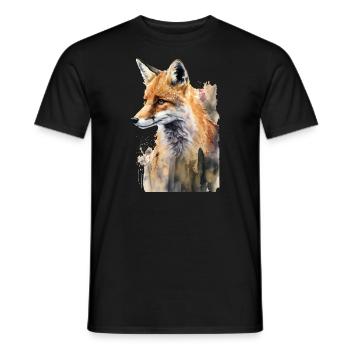 Fox Portrait Watercolors - Men's T-Shirt - black - Front - AI Model Male 178 light (178cm)