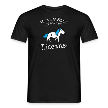 Je M'en Fous Je Suis Une Licorne - T-shirt homme - noir - Devant - AI Model Male 178 light (178cm)