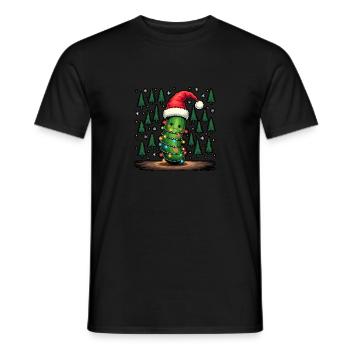 Gurke Weihnachtslichter hässlicher Weihnachtsmütze - Männer T-Shirt - Schwarz - Vorne - AI Model Male 178 light (178cm)