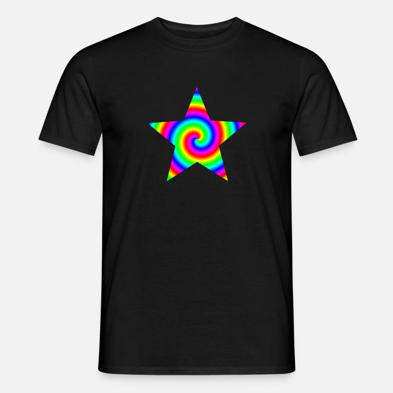 Stern Regenbogen Spirale Geschenkidee bunt - Männer T-Shirt - Schwarz