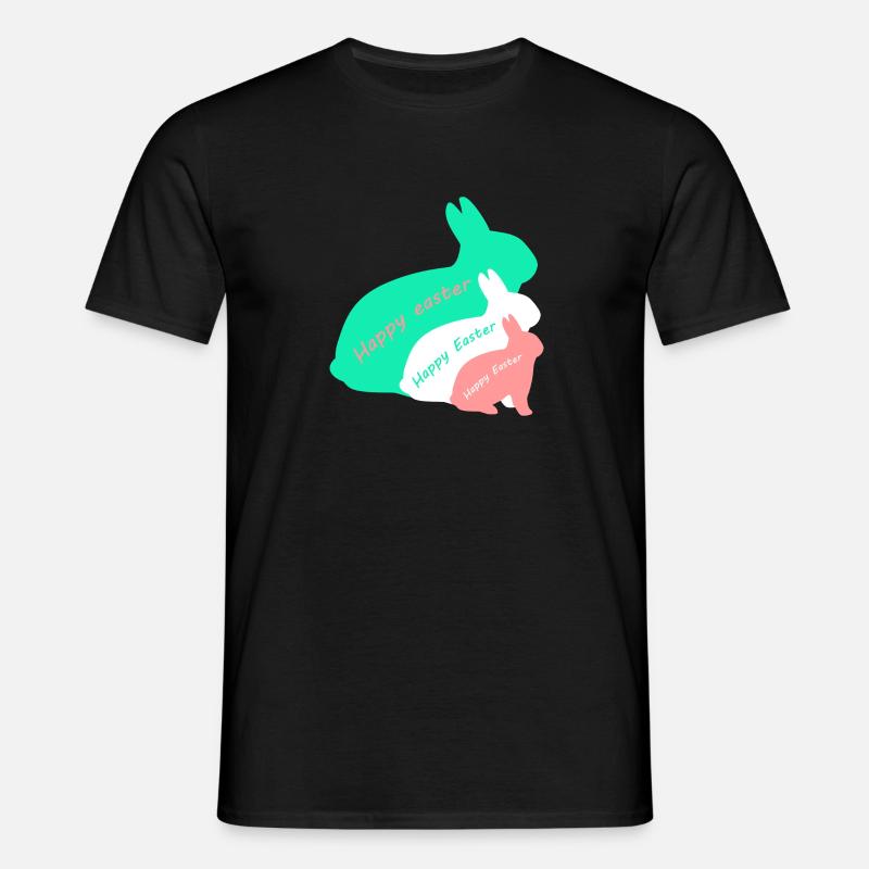 Happy Easter - three rabbits - Men's T-Shirt - black