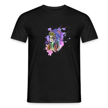 Fille indienne - T-shirt homme - noir - Devant - AI Model Male 178 light (178cm)