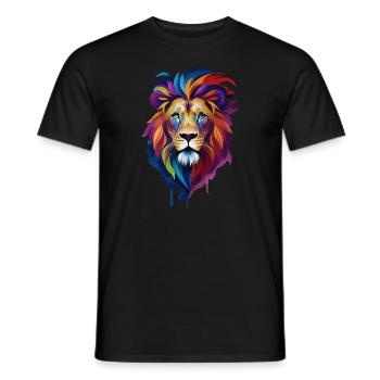 bunter Löwe - Männer T-Shirt - Schwarz - Vorne - AI Model Male 178 light (178cm)
