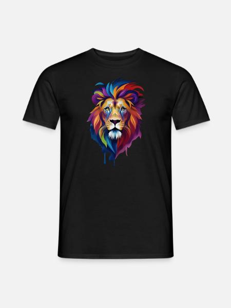 bunter Löwe - Männer T-Shirt - Schwarz