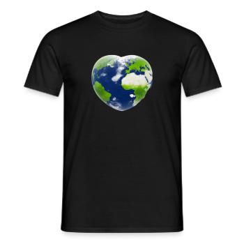 Earth Heart Heart Heart Shaped Planet Gift Idea - Men's T-Shirt - black - Front - AI Model Male 178 light (178cm)