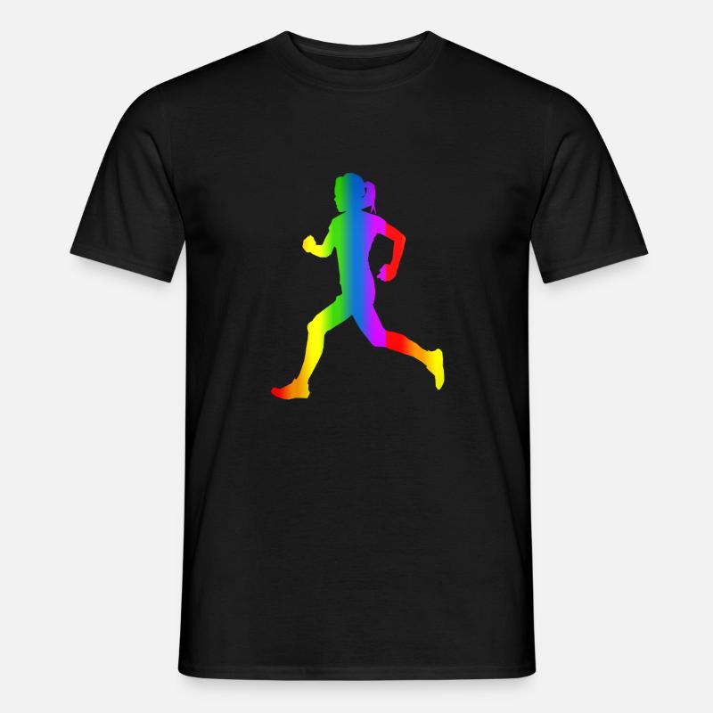 Bunter Läuferin Regenbogen - Männer T-Shirt - Schwarz