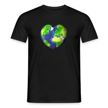 Earth Heart Heart Heart Gift Idea Planet - Men's T-Shirt - black - Front - AI Model Male 178 light (178cm)