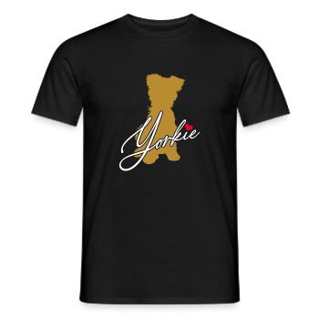 Yorkie Silhouette Yorkshire Terrier avec coeur - T-shirt homme - noir - Devant - AI Model Male 178 light (178cm)