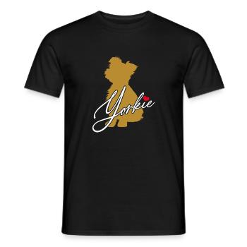 Yorkie Silhouette Yorkshire Terrier with Heart - Men's T-Shirt - black - Front - AI Model Male 178 light (178cm)