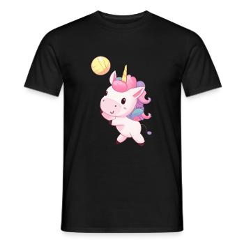 Cute unicorn playing volleyball - Men's T-Shirt - black - Front - AI Model Male 178 light (178cm)