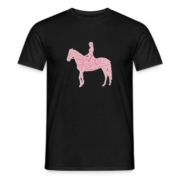 Cavalière cheval nuage de mots rose - T-shirt homme - noir - Devant - AI Model Male 178 light (178cm)
