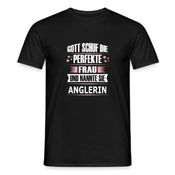 ANGLERIN - Männer T-Shirt - Schwarz - Vorne - AI Model Male 178 light (178cm)