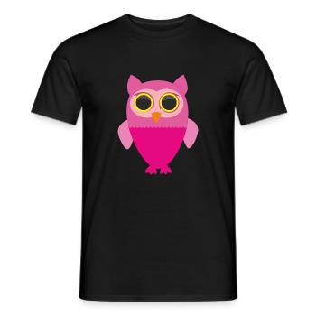 Chouette rose - T-shirt homme - noir - Devant - AI Model Male 178 light (178cm)