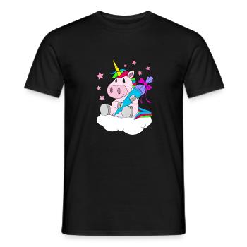 First class - unicorn with sugar bag - Men's T-Shirt - black - Front - AI Model Male 178 light (178cm)