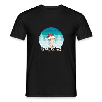 Merry Catmas | Katze Mieze Kätzchen XMas Geschenk - Männer T-Shirt - Schwarz - Vorne - AI Model Male 178 light (178cm)