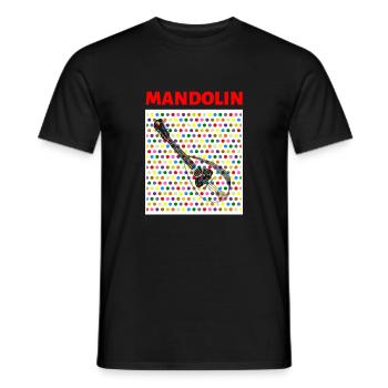 Mandolin (rote Schrift, bunte Punkte) - Männer T-Shirt - Schwarz - Vorne - AI Model Male 178 light (178cm)
