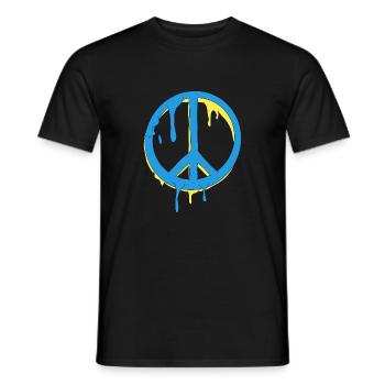 Peace Graffiti Blau Gelb Tropfen - Männer T-Shirt - Schwarz - Vorne - AI Model Male 178 light (178cm)