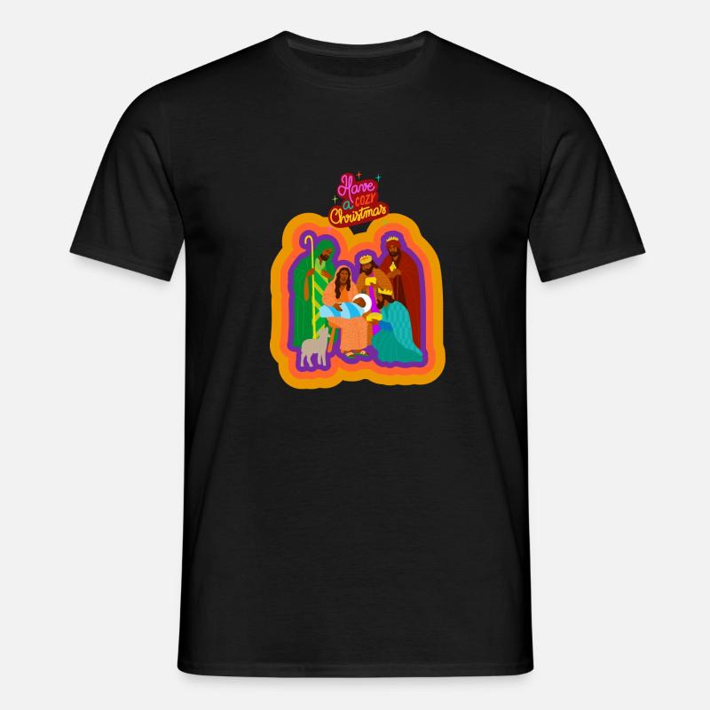 Weihnachtskrippe - Männer T-Shirt - Schwarz