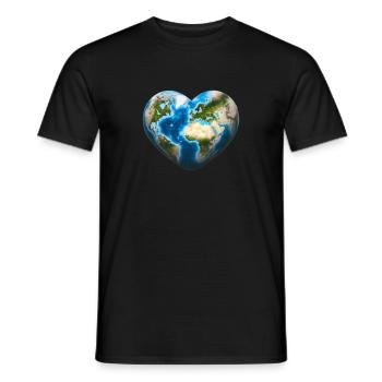 Idée cadeau de planète en forme de cœur de cœur de terre - T-shirt homme - noir - Devant - AI Model Male 178 light (178cm)