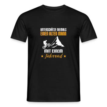 Unterschätze niemals Mann mit einem Fahrrad - Männer T-Shirt - Schwarz - Vorne - AI Model Male 178 light (178cm)