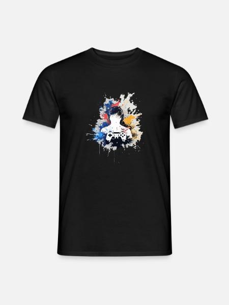 Gamer's Aquarell mit Gamepad - Männer T-Shirt - Schwarz