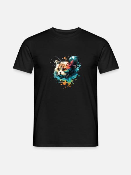 Cute Cat illustration - Men's T-Shirt - black
