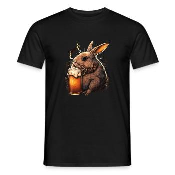 Coole Hase mit Bier Illustration - Männer T-Shirt - Schwarz - Vorne - AI Model Male 178 light (178cm)