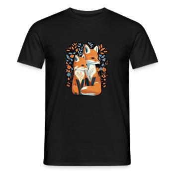 Fox Forest Animaux Amour Coeur Nature Animal Enfant Bébé - T-shirt homme - noir - Devant - AI Model Male 178 light (178cm)