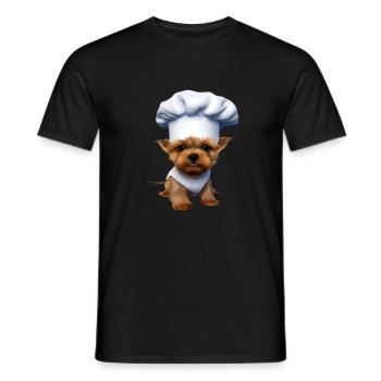 Puppy Restaurateur Dog Cooking Yorkshire Terrier - Men's T-Shirt - black - Front - AI Model Male 178 light (178cm)