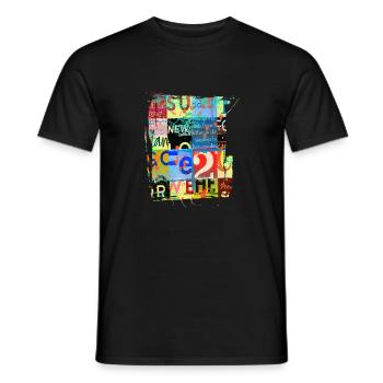 Extraits de journaux Albums Magazines Code alphabet - T-shirt homme - noir - Devant - AI Model Male 178 light (178cm)