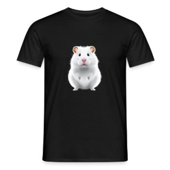 niedlicher hamster mit fliege porträt ölgemälde sw - Männer T-Shirt - Schwarz - Vorne - AI Model Male 178 light (178cm)