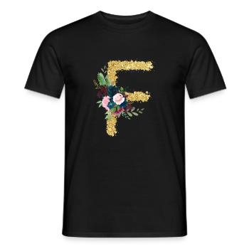 Buchstabe f gold floral - Männer T-Shirt - Schwarz - Vorne - AI Model Male 178 light (178cm)