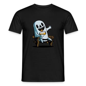 Sandwich fantôme d’Halloween sur le banc du parc - T-shirt homme - noir - Devant - AI Model Male 178 light (178cm)