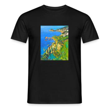 The sea in the spring - Men's T-Shirt - black - Front - AI Model Male 178 light (178cm)