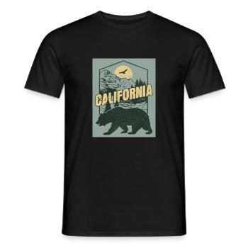 California Bear Outdoors Camping sauvage Randonnée - T-shirt homme - noir - Devant - AI Model Male 178 light (178cm)