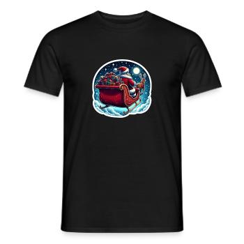 Weihnachtsmann im Schlitten mit einem Sack voller Geschenke - Männer T-Shirt - Schwarz - Vorne - AI Model Male 178 light (178cm)