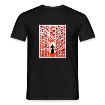 Scherenschnitt Vögel - Männer T-Shirt - Schwarz - Vorne - AI Model Male 178 light (178cm)
