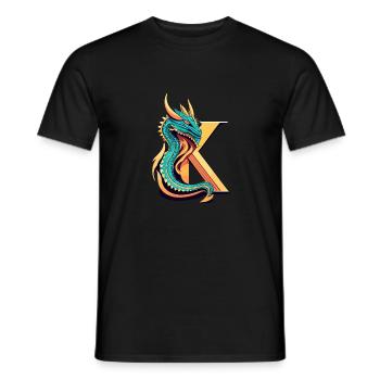 Buchstabe K mit Drache - Männer T-Shirt - Schwarz - Vorne - AI Model Male 178 light (178cm)