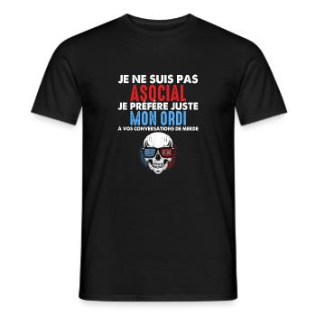 Elle préfère Mon Ordi À Vos Conversations Humour - T-shirt homme - noir - Devant - AI Model Male 178 light (178cm)