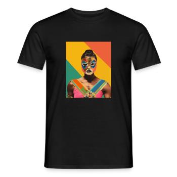 Frauen Mexikanisches Wrestling Kunst Vintage Papier Handwerk - Männer T-Shirt - Schwarz - Vorne - AI Model Male 178 light (178cm)