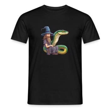 Zauberer Schlange Anakonda snake Natter Boa Python - Männer T-Shirt - Schwarz - Vorne - AI Model Male 178 light (178cm)
